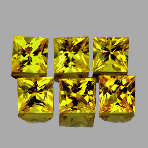 3.00 mm 6 pcs Square Princess Cut AAA Fire Natural Canary Yellow Sapphire {Flawless-VVS}