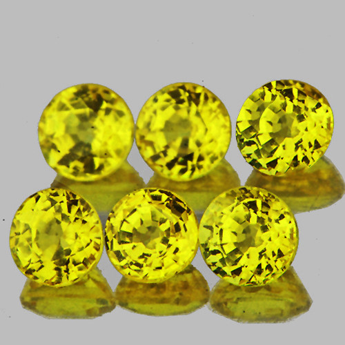 3.20 mm 6 pcs Round AAA Fire Intense Canary Yellow Sapphire Natural {Flawless-VVS}--AAA Grade