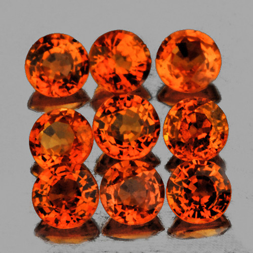 2.70 mm 9 pcs Round AAA Fire Intense Orange Sapphire Natural {Flawless-VVS}