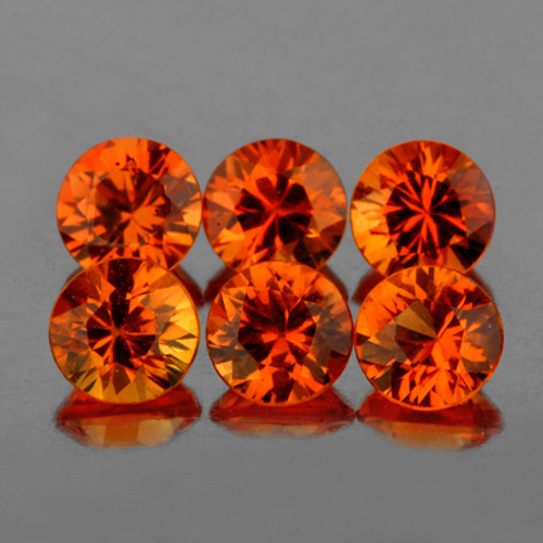 2.80 mm 6 pcs Round Brilliant Cut AAA Fire Natural Orange Sapphire {Flawless-VVS1}--AAA Grade