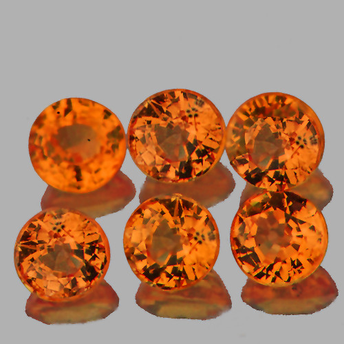 3.00 mm 6 pcs Round AAA Fire Natural Top Orange Sapphire {Flawless-VVS1}--AAA Grade