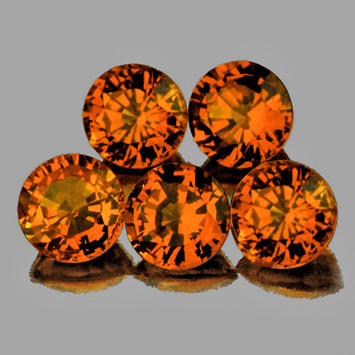 3.30 mm 5 pcs Round AAA Fire Intense Golden Orange Sapphire Natural {Flawless-VVS}