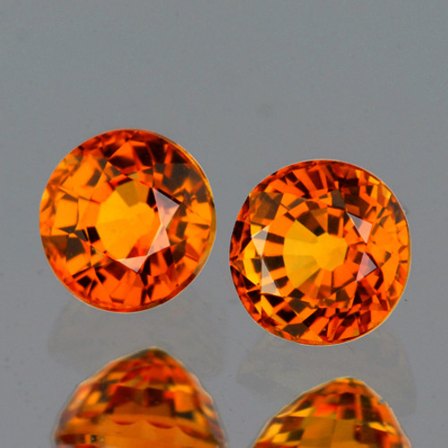 3.70 mm 2 pcs Round AAA Fire Intense Golden Orange Sapphire Natural {Flawless-VVS1}
