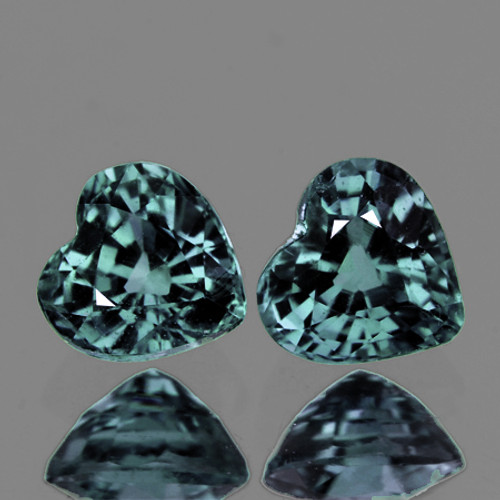 4.50 mm 2 pcs Heart AAA Fire Natural Blue Green Sapphire {Flawless-VVS}