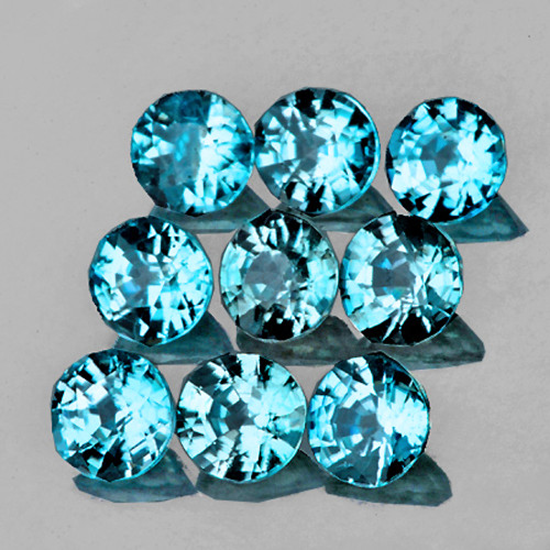2.70 mm 9 pcs Round AAA Fire Natural Electric Blue Zircon {Flawless-VVS1}