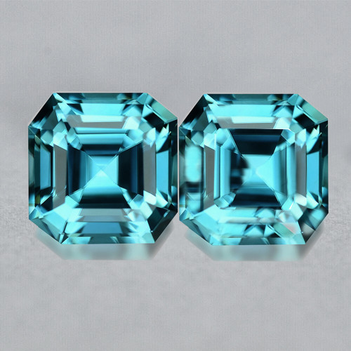 5.50 mm 2 pcs Square Asscher Cut Best AAA Fire AAA Electric Blue Zircon Natural {Flawless-VVS1}--AAA Grade