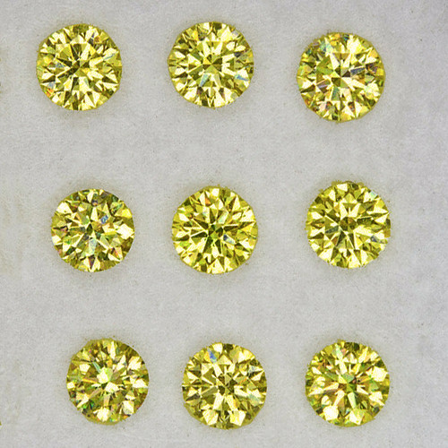3.50 mm 9 pcs Round Brilliant Machine Cut Extreme Brilliancy Intense Canary Yellow Zircon Natural {Flawless-VVS1}--AAA Grade