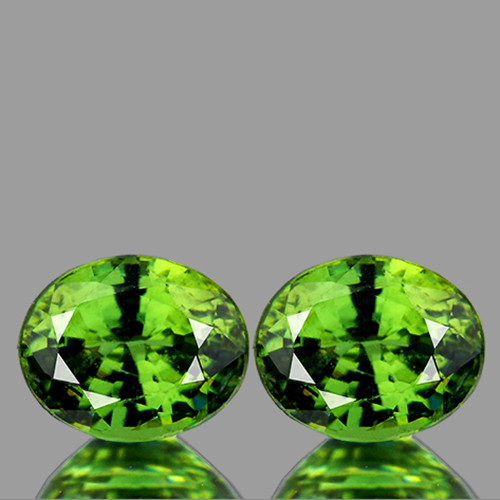6x5 mm 2 pcs {1.74 cts} Oval AAA Fire Premium Green Demantoid Natural (Flawless-VVS)--AAA Grade