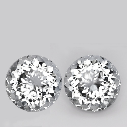 10.00 mm 2pcs Round Brilliant Cut Extreme Brilliancy Natural Colorless Goshenite (White Beryl ) {Flawless-VVS}