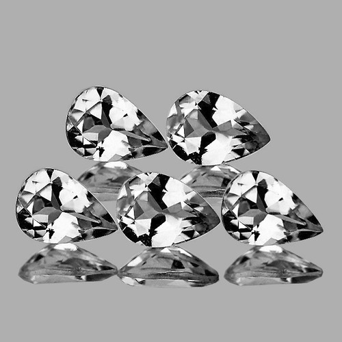 6x4 mm 5 pcs Pear AAA Fire Natural Colorless Goshenite (White Beryl ) {Flawless-VVS}