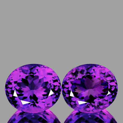 12.5x11 mm 2 pcs {12.51 cts} Oval AAA Fire Intense Purple Amethyst Natural {Flawless-VVS}--AAA Grade