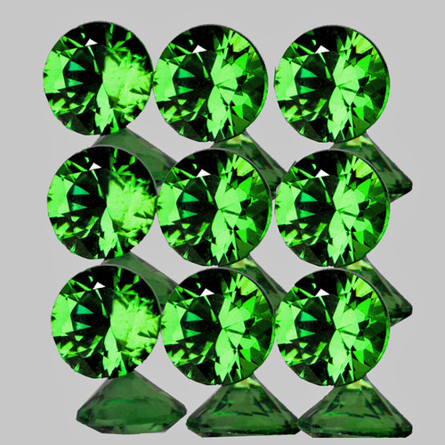 2.80 mm 9 pcs Round Brilliant Cut AAA Fire AAA Chrome Green Tsavorite Garnet Natural {Flawless-VVS}--AAA Grade