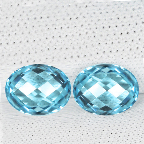 10x8 mm 2 pcs Oval Double Checker Natural Sky Blue Topaz {Flawless-VVS1}--AAA Grade