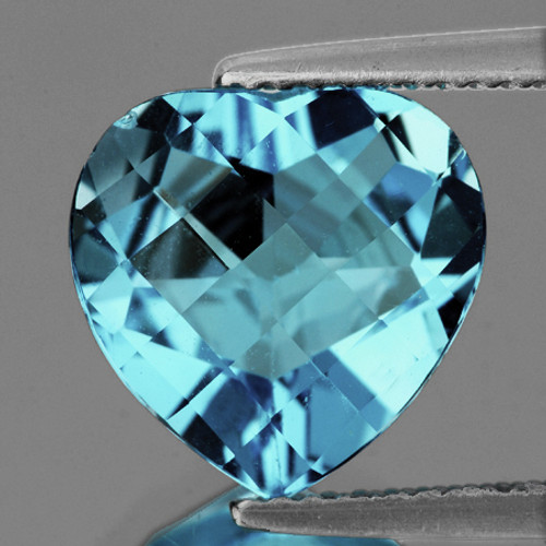 12.00 mm {6.10 cts} Heart Checker AAA Fire Natural Sky Blue Topaz {Flawless-VVS1}--AAA Grade