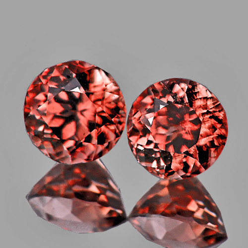 4.50 mm 2 pcs Round Brilliant Cut AAA Fire AAA Pink Orange Zircon Natural {Flawless-VVS1}