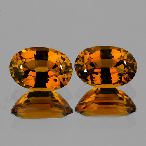 6.5x4.5mm 2 pcs Oval AAA Fire AAA Orange Golden Zircon Natural {Flawless-VVS1}