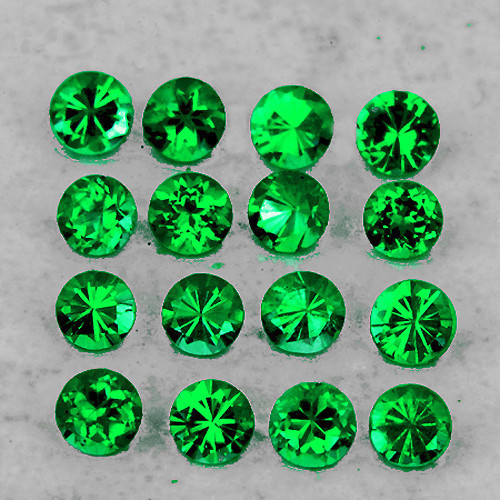 2.30 mm 16 pcs Round Diamond Cut AAA Fire Emerald Green Tsavorite Garnet Natural {Flawless-VVS}