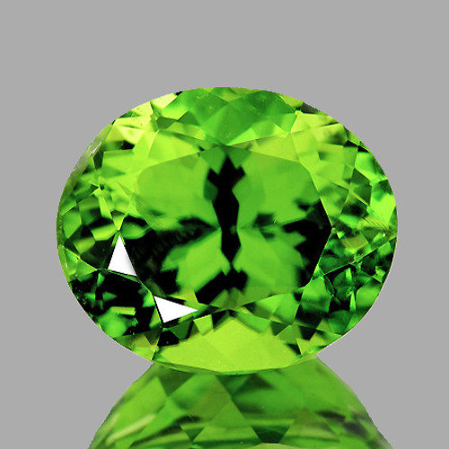 8.5x7 mm {2.05 cts} Oval Brilliant Cut AAA Fire Natural Green Peridot