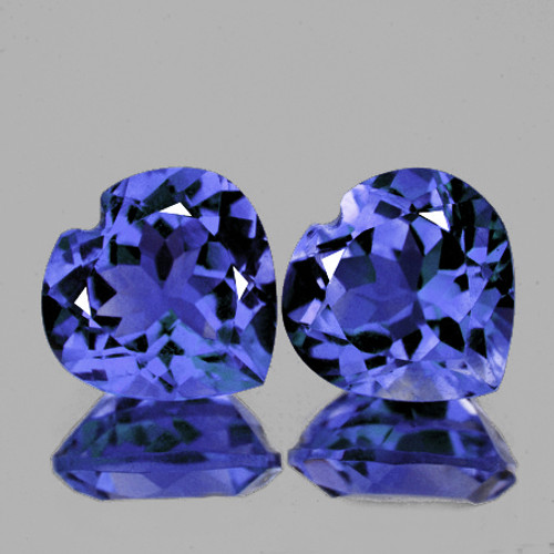 6.00 mm 2pcs { 1.63 cts} Heart AAA Fire Top Purple Blue Tanzanite Natural {Flawless-VVS}--AAA Grade