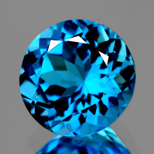 8.00 mm 1 pcs Round AAA Fire Intense Swiss Blue Topaz Natural {Flawless-VVS1}