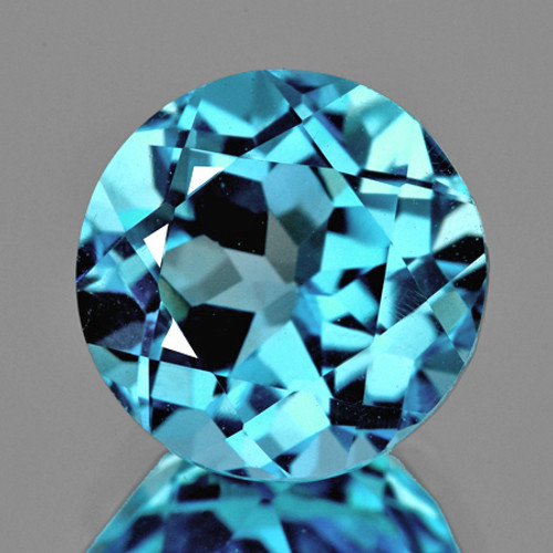 9.00 mm 1 pcs Round AAA Fire Baby Swiss Blue Topaz Natural {Flawless-VVS1}