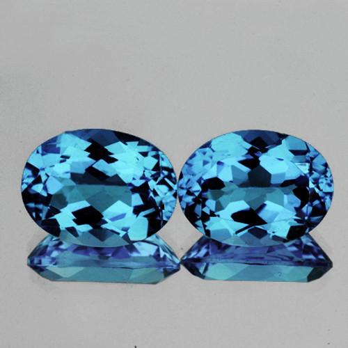 14x10 mm 2 pcs { 16.38 cts} Oval Natural Swiss Blue Topaz {Flawless-VVS1}