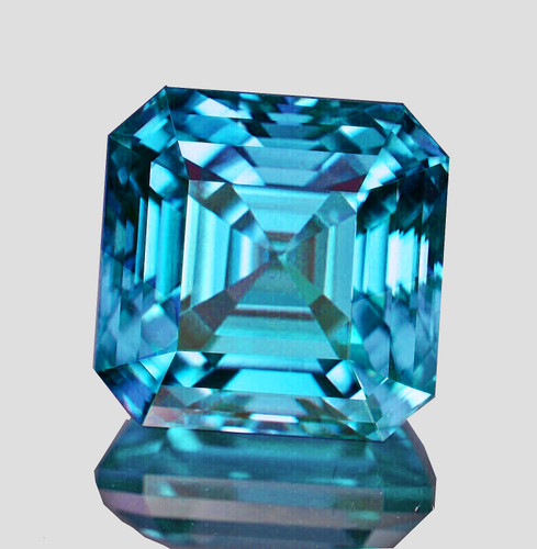 6.50 mm { 1.93 cts} Square Asscher Cut Best AAA Fire Intense Electric Blue Zircon Natural {Flawless-VVS1}--AAA Grade