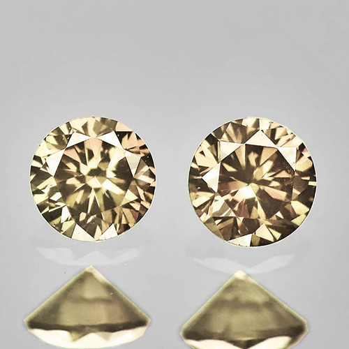 3.00 mm 2 pcs {0.22 cts} Round Brilliant Cut AAA Fire Natural Bright Champagne Diamond {VVS-VS}