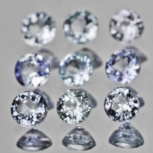 2.70 mm 9 pcs {1.00 cts} Round AAA Fire Natural Blue White Sapphire {Flawless-VVS1}