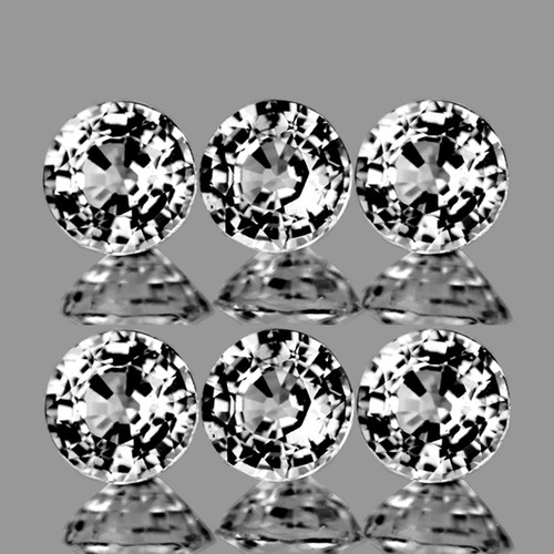 3.00 mm 6 pcs Round AAA Fire Natural White Sapphire {Flawless-VVS}--AAA Grade