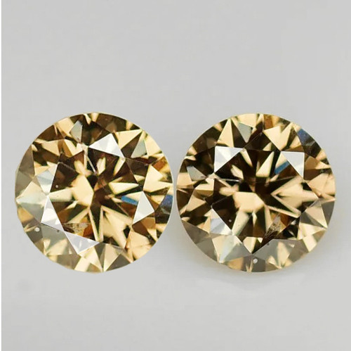 2.70 mm 2 pcs Round Brilliant Cut AAA Fire Natural Golden Champagne Diamond {VVS-VS CLARITY}