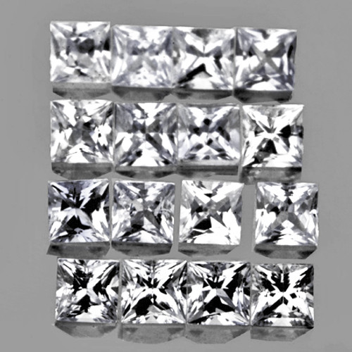 2.00 mm 20 pcs {1.20 cts} Square Princess Cut AAA Fire White Sapphire Natural {Flawless-VVS1}--AAA Grade