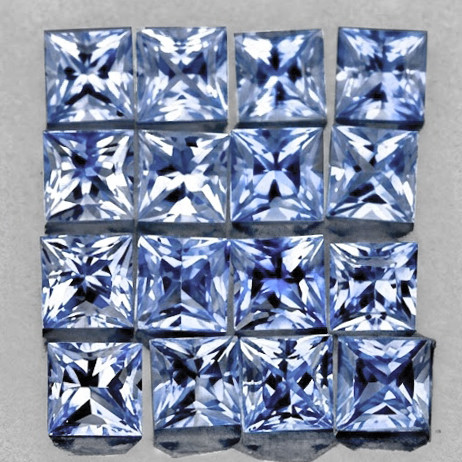 2.00 mm 16 pc Square Princess Cut AAA Fire Natural Light Blue Sapphire {Flawless-VVS}