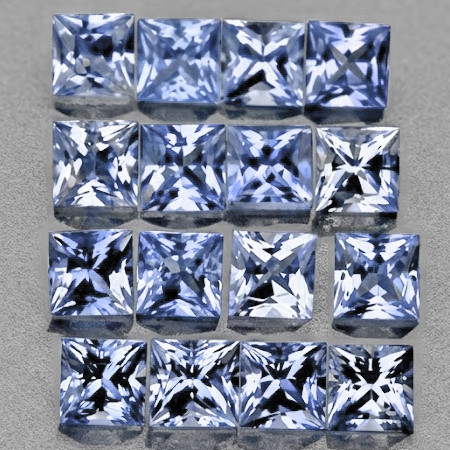 2.20 mm 16 pc Square Princess Cut AAA Fire Natural Light Blue Sapphire {Flawless-VVS}