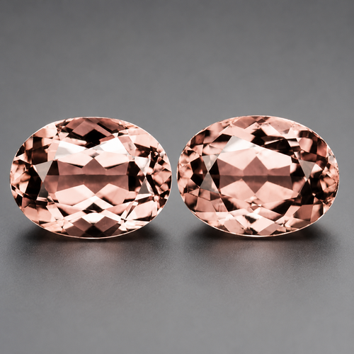 7x5 mm 2 pcs Oval Brilliant Cut AAA Fire Natural Peach Pink Morganite [Flawless-VVS]
