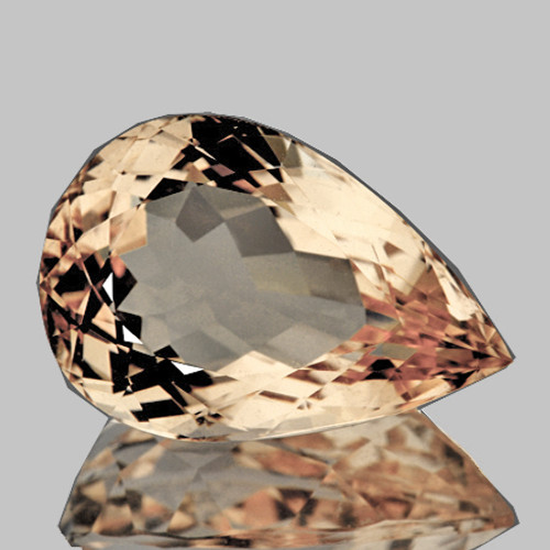 17x12 mm { 9.38 cts } Pear AAA Fire Natural Golden Pink Morganite [Flawless-VVS]--AAA Grade