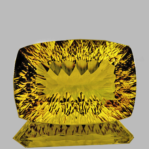 14x10 mm { 6.61 cts} Cushion Concave Cut Intense AAA Golden Yellow Beryl 'Heliodor' Natural {Flawless-VVS}--FREE CERTIFICATE