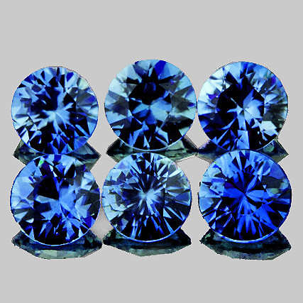 3.00 mm 6 pcs Round Machine Brilliant Cut Extreme Brilliancy Intense Ceylon Blue Sapphire Natural {Flawless-VVS}--AAA Grade