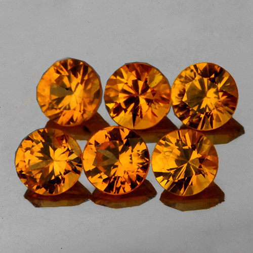 3.00 mm 6 pcs Round Brilliant Cut AAA Fire Intense Golden Yellow Sapphire Natural {Flawless-VVS}