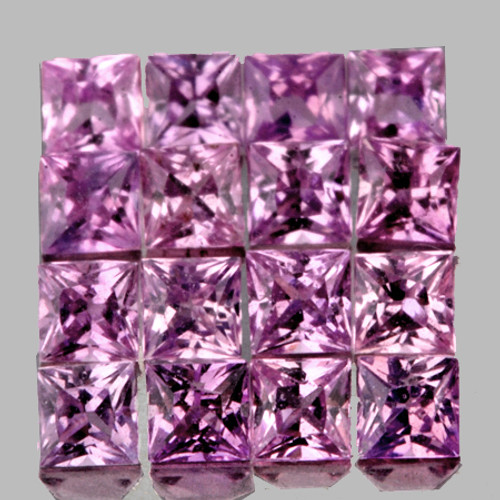 1.80 mm 20 pcs {1.04 cts} Square Princess Cut AAA Fire Natural Pink Violet Sapphire {Flawless-VVS}