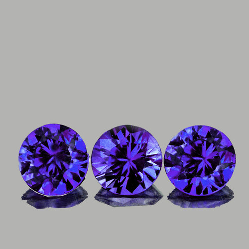 3.20 mm 3 pcs Round Machine Brilliant Cut Extreme Brilliancy Premium AAA Violet Sapphire Natural {Flawless-VVS}--AAA Grade