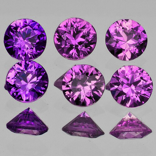 3.30 mm 6 pcs {1.07 cts} Round Brilliant Cut Extreme Brilliancy Mix Premium Violet Sapphire Natural {Flawless-VVS}--AAA Grade