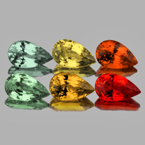 4.5x3 mm 6 pcs Pear AAA Fire Natural Multi Color Sapphire {Flawless-VVS}