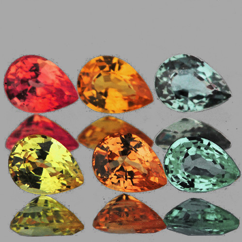 4.5x3.5 mm 6 pcs Pear AAA Fire Natural Multi Color Sapphire {Flawless-VVS}