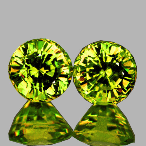 4.00 mm 2pcs Round AAA Rainbow Sparkles Natural Yellow Green Demantoid Garnet {Flawless-VVS}