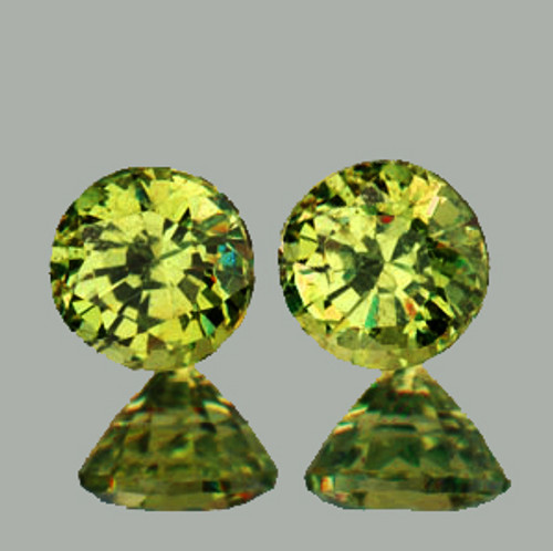 3.00 mm 2pcs Round AAA Rainbow Sparkles Natural Lime Green Demantoid Garnet {Flawless-VVS}