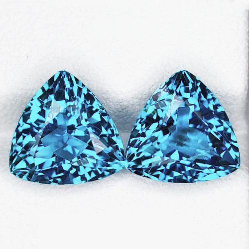 12.00 mm 2 pcs Trilliant Brilliant Cut Extreme Brilliancy Intense AAA Sky Blue Topaz Natural {Flawless-VVS}--AAA Grade