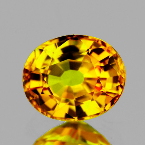 6.5x5.5 mm {1.05 cts} Oval AAA Fire Intense AAA Yellow Sapphire Natural {Flawless-VVS}--Free Certificate