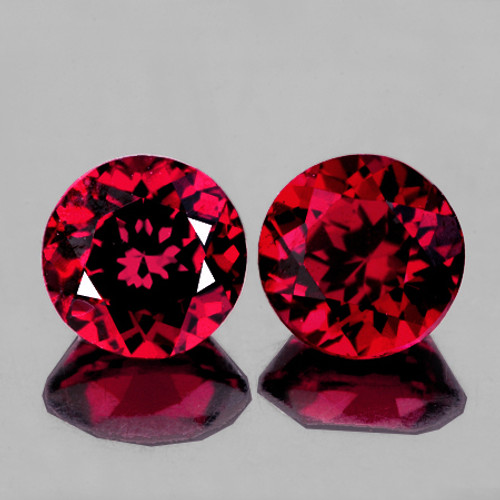 5.20 mm 2 pcs Round AAA Fire Natural Cherry Pink Red Rhodolite Garnet {Flawless-VVS1}