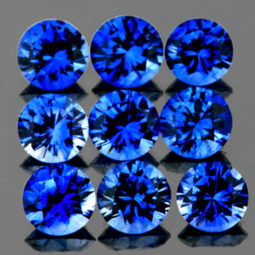 2.80 mm 9 pcs Round Brilliant Cut AAA Fire Natural AAA Royal Blue Sapphire {Flawless-VVS}--AAA Grade